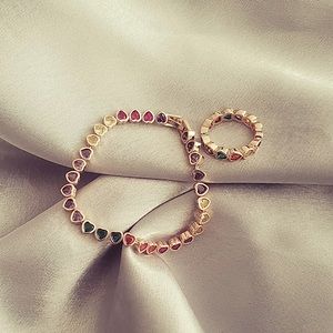 Champagne Gold Heart Gemstone Bracelet & Ring
